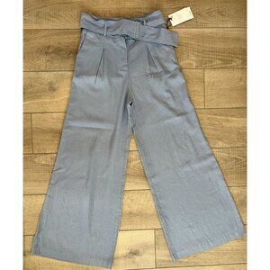House of Harlow 1960 Linen Blend Wide‎ Leg Belted Relaxed Pants Size 2 Blue NWT